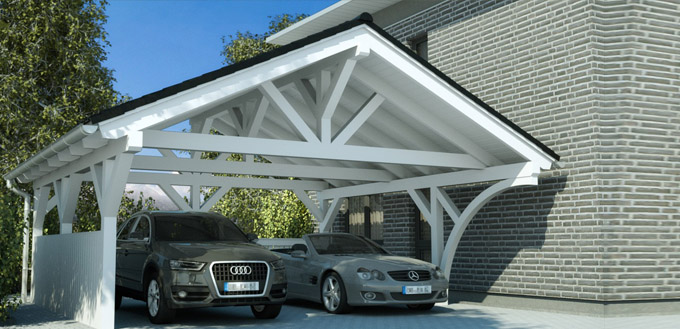 Spitzdach Doppelcarport Bausatz