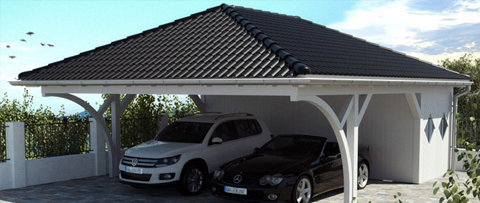 Walmdach Carport